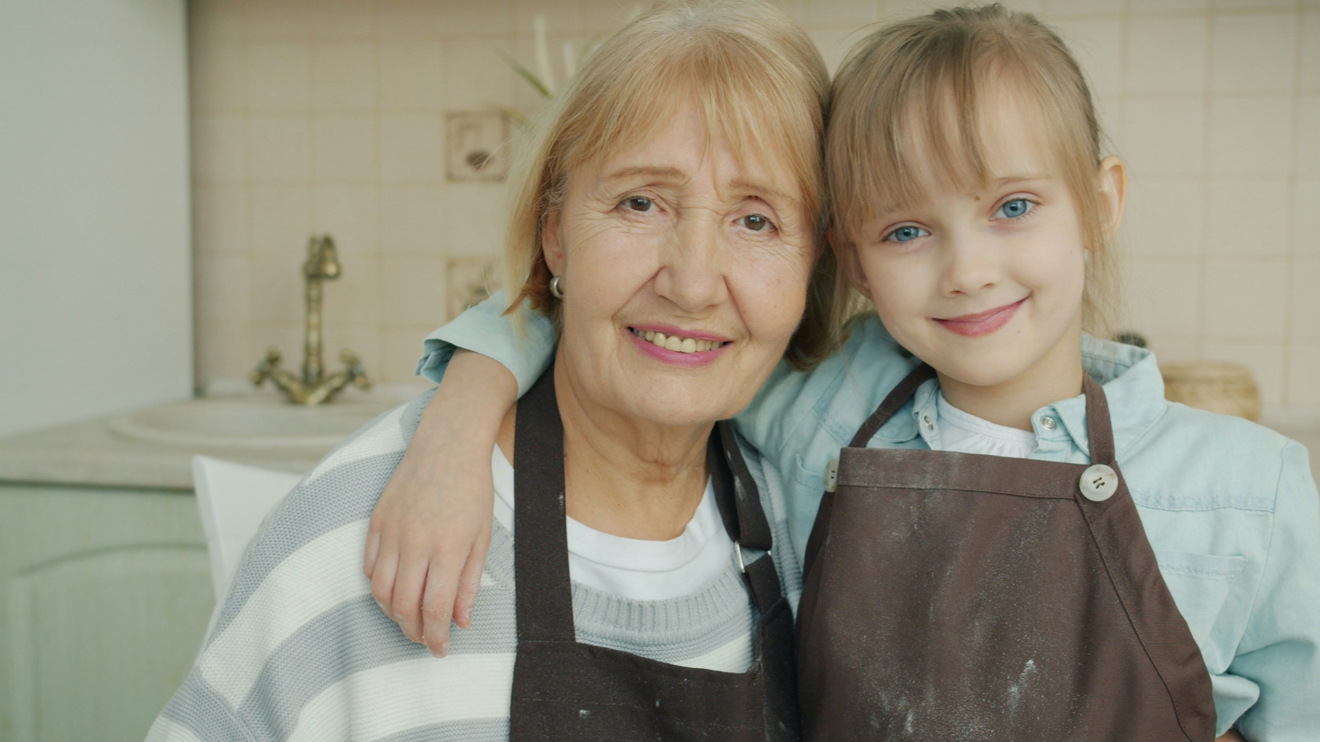 Eleanor Bennett baking with her granddaughter in a sunlit kitchen
